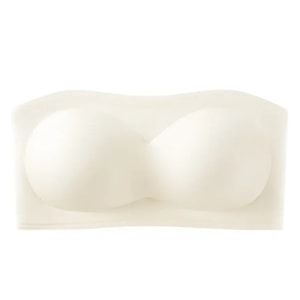 Strapless Bandeau Bra Champagne White Size S 1 Piece—Anti-Slip Push-Up Invisible Seamless