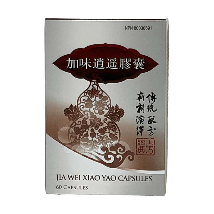 Capsules Jia Wei Xiao Yao 60 capsules pour la Stagnation du Qi du Foie et l'Élimination de la Chaleur