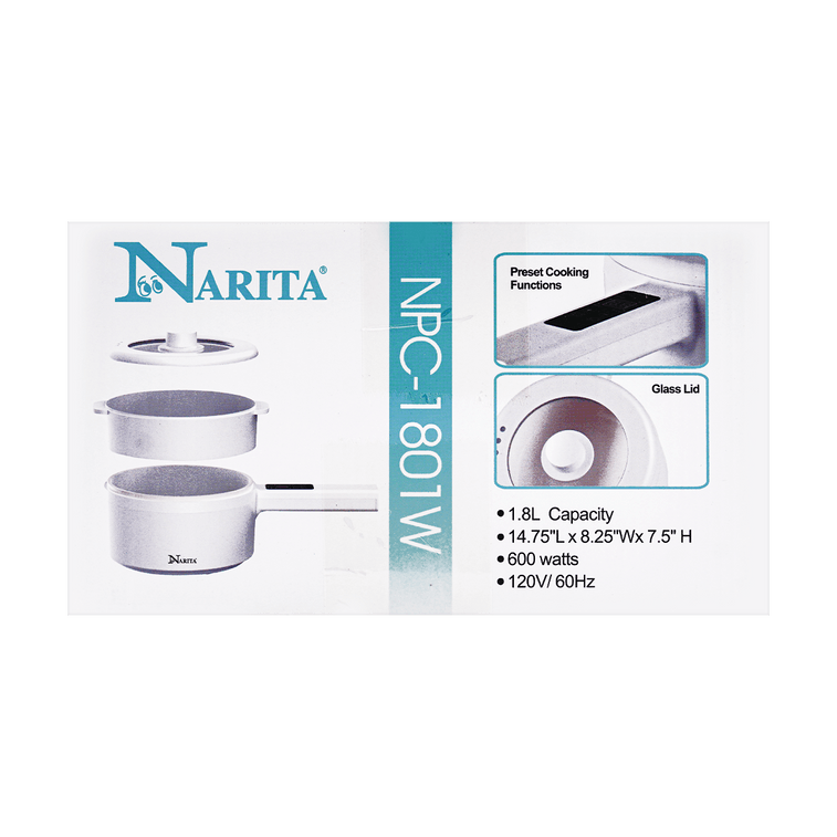 美国NARITA 多功能电煮锅 多功能小电锅一体不粘锅煮面小型电热火锅 1.8L NPC-1801W 4