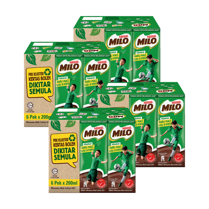 MILO UHT Chocolate Malt Drink, 200 mL Carton, Pack of 24
