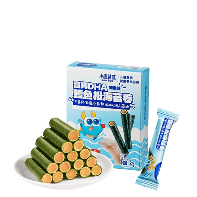 小鹿蓝蓝 高钙DHA鳕鱼松海苔卷 海苔脆饼干儿童健康零食 92g