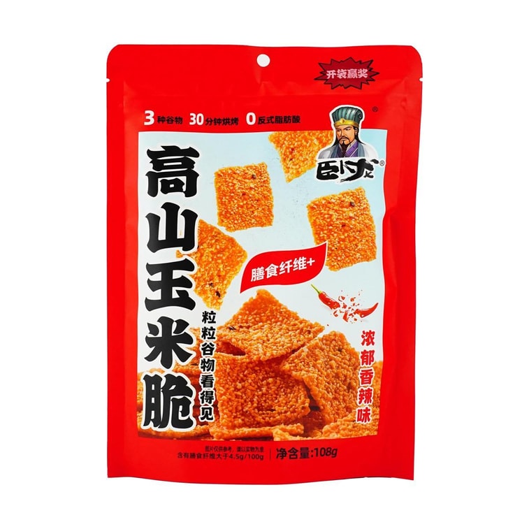 臥龍 高山玉米脆 穀物鍋巴 濃郁香辣味 108g【含膳食纖維】 3