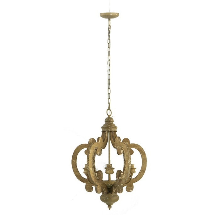 【USA Direct Mail】USA hiorin Wooden Pendant Light (Beige + Wood) Retro Glass Lamp Shade 1 Set
