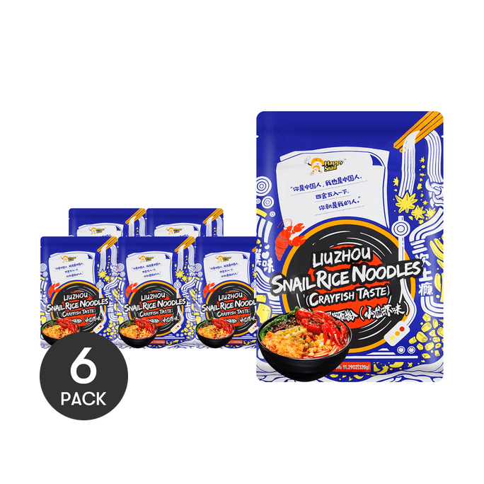 【Value Pack】Crayfish Luo Si Fen Snail Rice Noodles - Instant Seafood Noodles, 6 Packs* 11.28oz