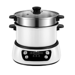 【中国直邮】小猪帮厨电火锅 蒸煮锅 电热炖锅 煲汤锅 3L带烤盘 110V 多功能家用分体式学生宿舍蒸锅 适用1-3人