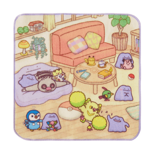 [일본 직배송] 일본 포켓몬 손수건 타월 - 1개, 10가지 포켓몬 색상, [메타몽 시리즈] 1개