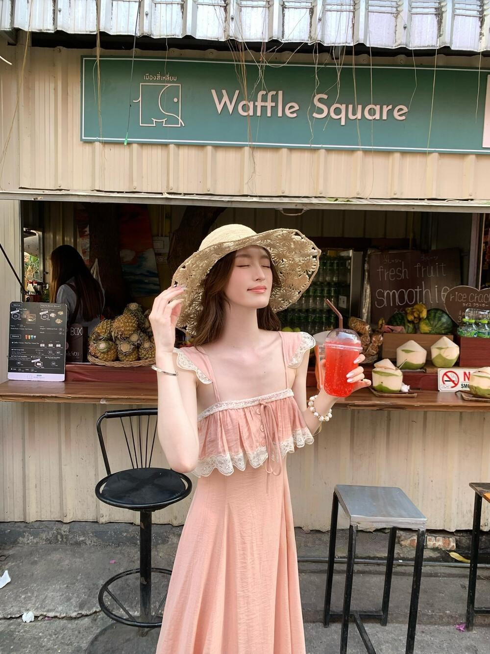 【加拿大直郵】 加拿大 SCENARIO 薔薇微風蕾絲長裙 S-M碼 粉紅色 粉紅色 S