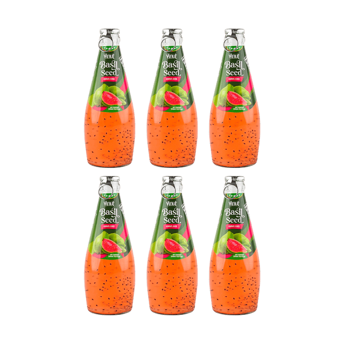 【Value Pack】Pomegranate Fruit Juice Drink with Basil Seeds, 9.8 fl oz*6