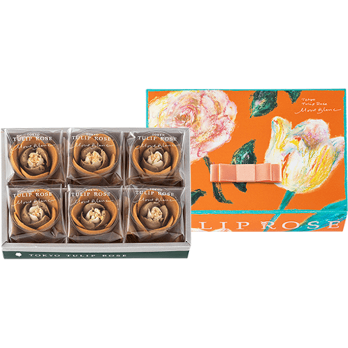 DHL直发【日本直邮】TULIP ROSE 栗子口味鲜奶巧克力玫瑰花曲奇饼干 6枚装