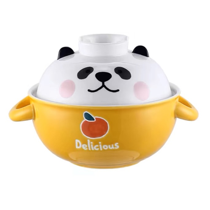 PEAULEY Cartoon Ceramic Noodle Bowls with Handles Panda 1 each