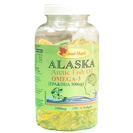 Alaska Deep Sea Fish Oil OMEGA-3 1000mg 180 Softgels