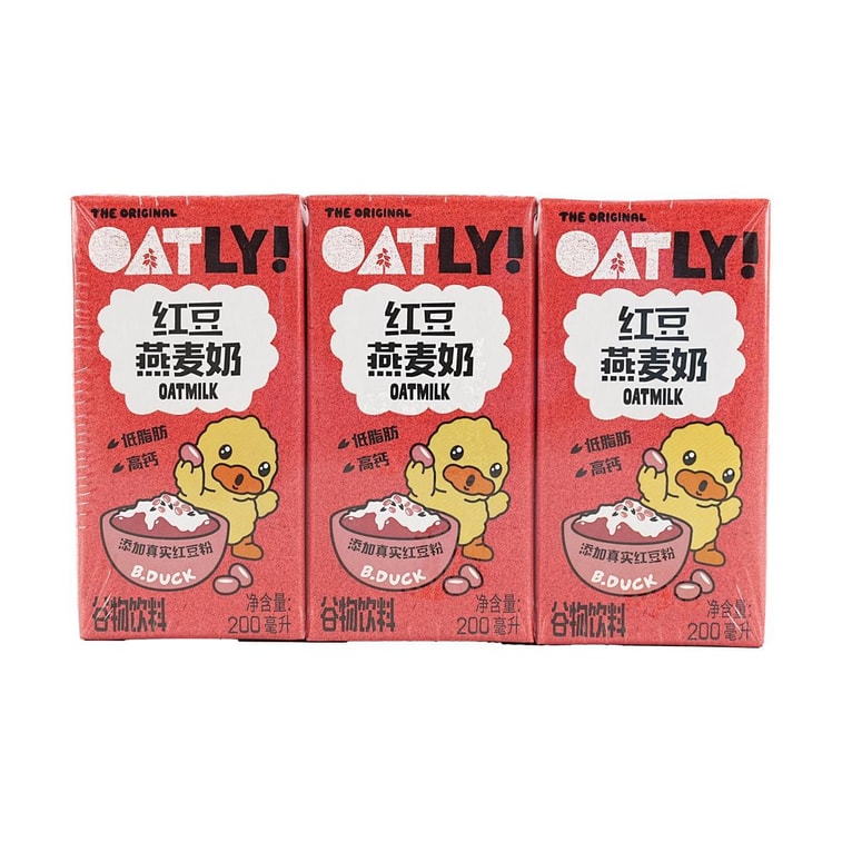 Oatly Red Bean Oat Milk 6.76 fl oz * 3 packs【Little Yellow Duck Limited Edition】 3