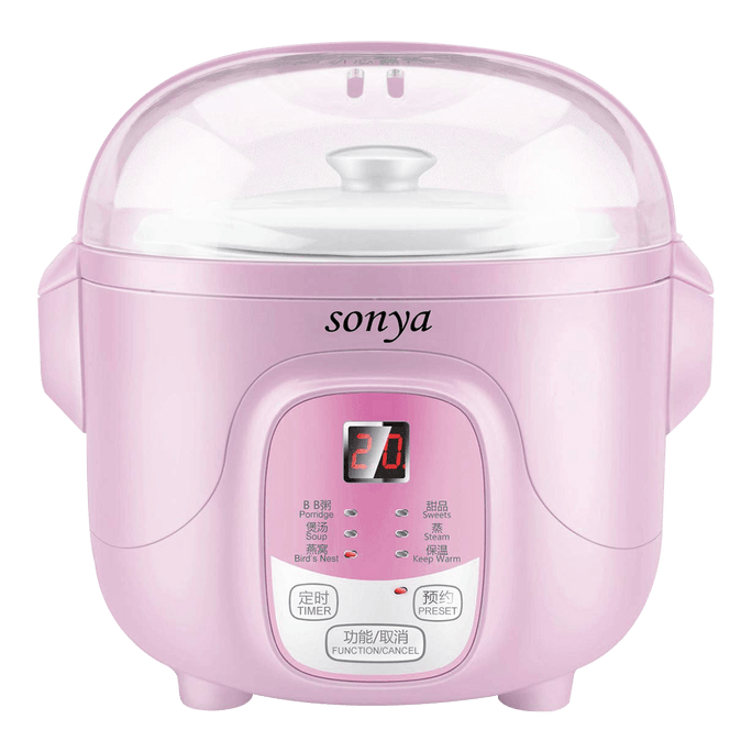 【Low Price Guarantee】Ceramic Mini Slow Cooker Digital Electric Stew Pot 0.7L Pink SY-DGD8P