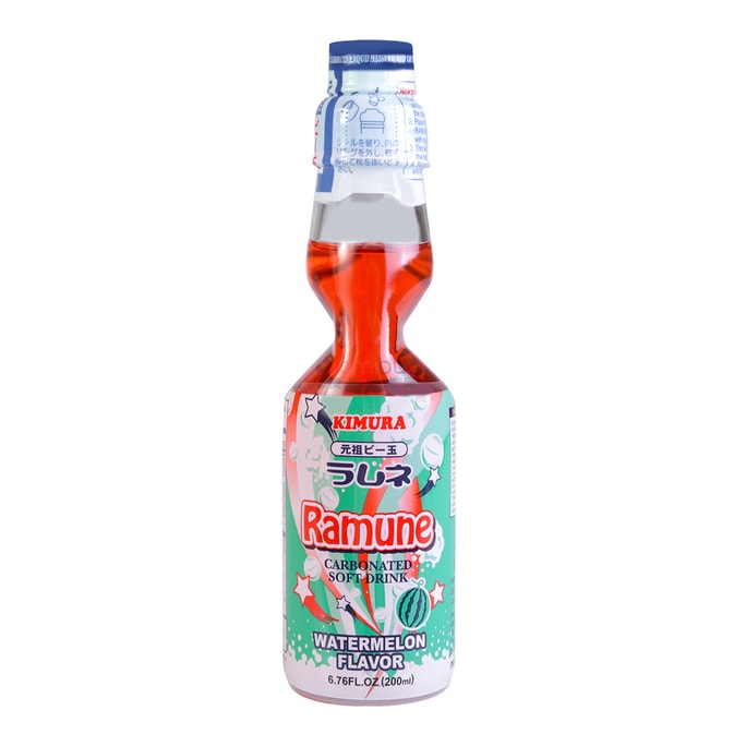 Fun Marble Drink Soft Ramune Carbonated Drink Watermelon Flavor 200ml