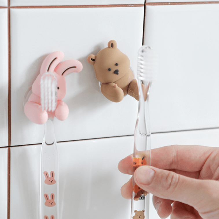 실리콘 칫솔꽂이 갈색 곰 모양, 1.6×0.9×1.7인치 3