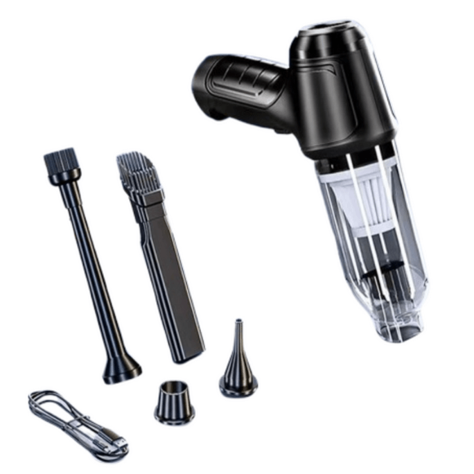 Wireless Multi-Function Brushless 2-in-1 Car Vacuum Cleaner and Mini High-Power Car Blower  Basic Model - Black *USB Direct Charging* 12,000 Pa *4,000 mAh (Vacuuming Capable)