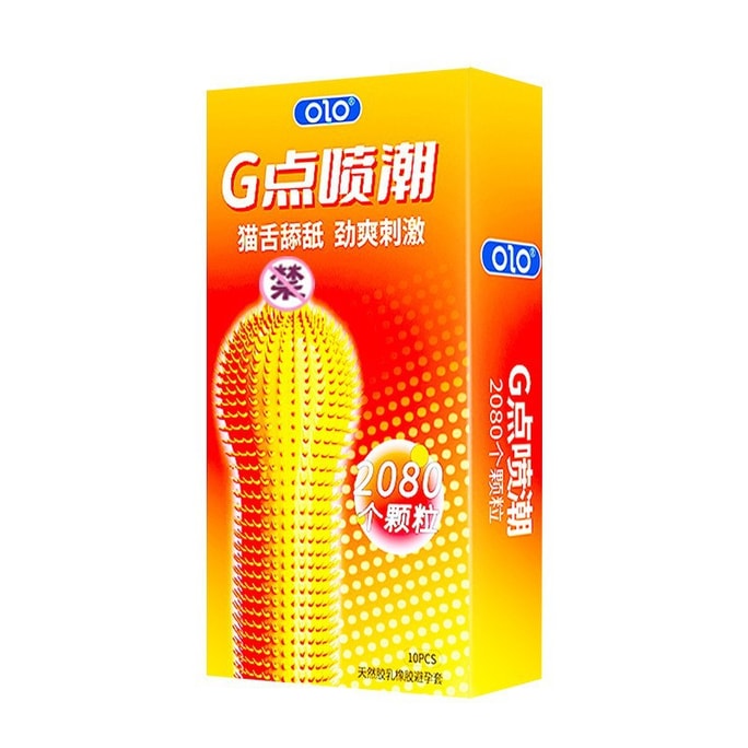 【中國直郵】 OLO 貓舌倒刺狼牙G點潮噴套避孕套10隻裝/盒 大顆粒透明酸成人情趣延時潮噴安全套