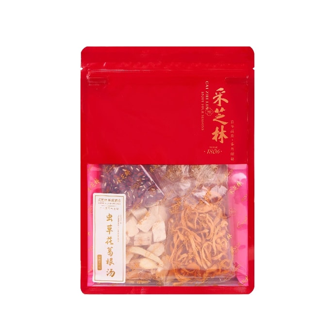 Cai Zhi Lin Cordyceps Flower And Kudzu Soup Stew Soup Ingredients Pack Single-serving Medicinal Diet Nourishing Soup
