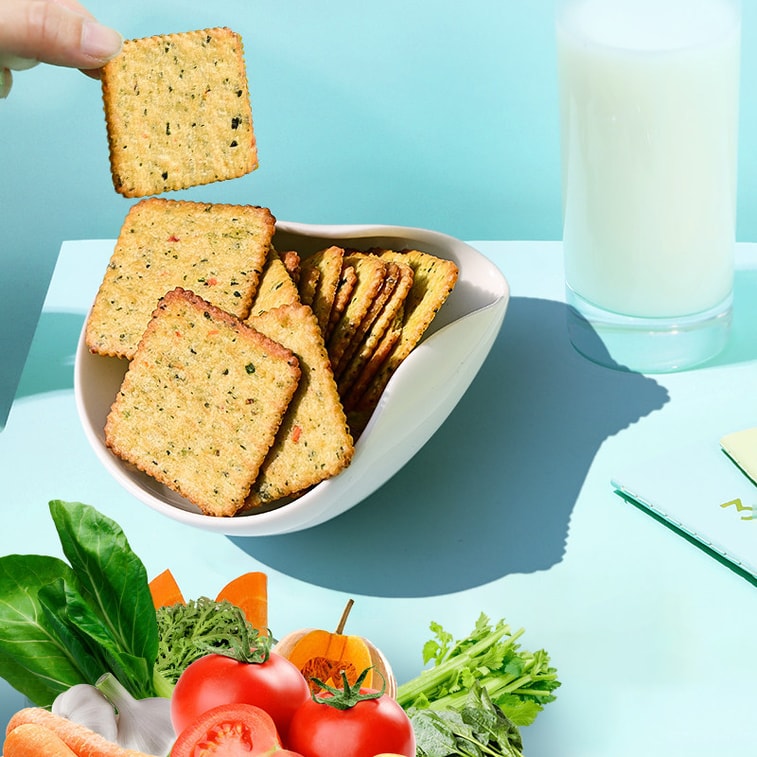 【中国直邮】每日生机  12种蔬菜苏打饼干鸡汁原味鲜薄脆餐网红小吃休闲零食  180g/盒鸡汁味 3