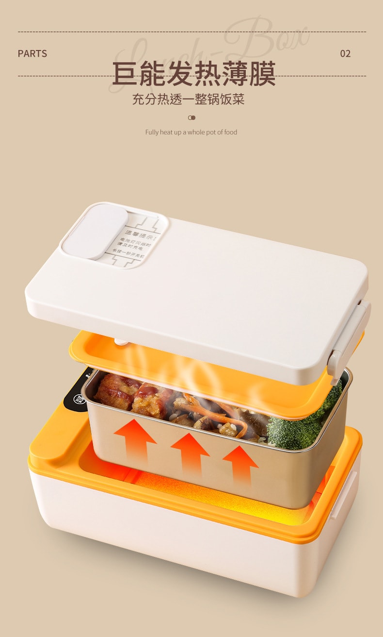  多蒙 充電式電熱盒內附加熱304不銹鋼無線便攜式-綠色 1 把