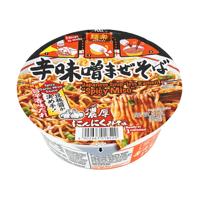 日本MENRAKU樂 速食拉麵 辣味噌湯口味 碗裝 90.9g