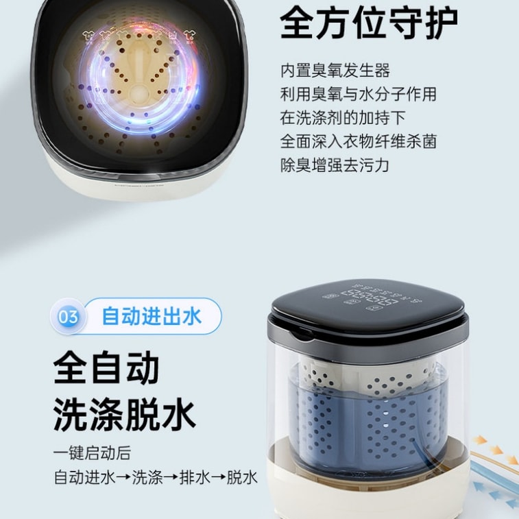 110V Compact Home Laundry Machine for Underwear and Panties: Fully Automatic Wash-and-Spin Model, Single Unit 3