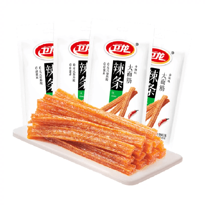 Weilong Big Gluten Spicy Casual Snack Classic Spicy Strip Dried Tofu 65G*4 Packs