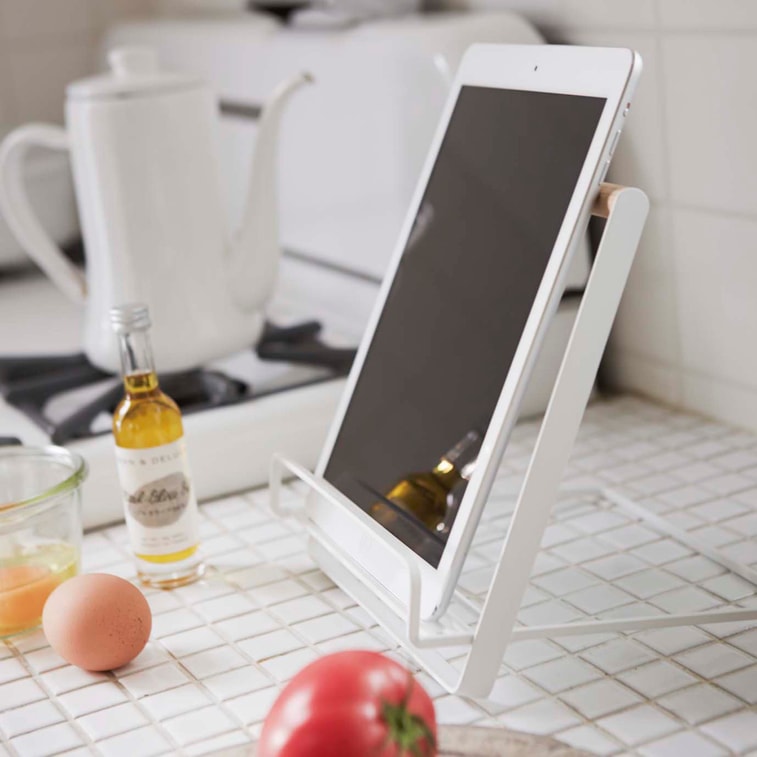 山崎実業 タブレット＆レシピスタンド（日本製） - スチール＋木製（1個） 6
