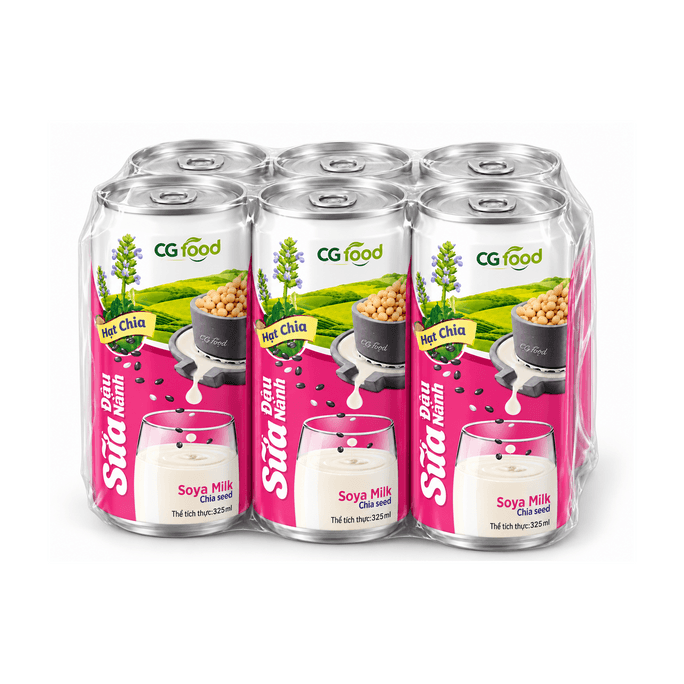 CG Soya Milk With Chia Seed, 325 mL Cans, Pack Of 6