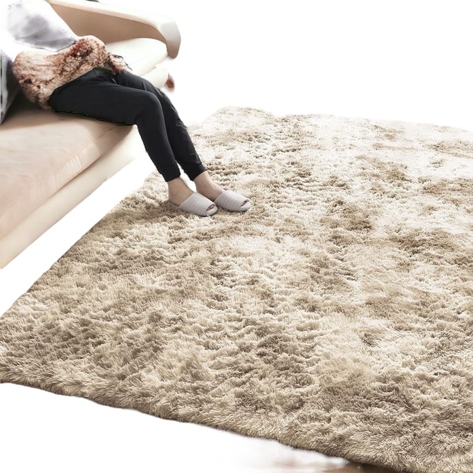 JAAE【미국 다이렉트 메일】매우 부드러운 플러시 카펫, 두껍고 미끄럼 방지, 5X7ft, 연한 갈색, 중국