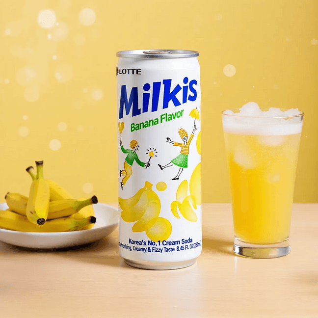 Milkis Banana Soda - Carbonated Banana-Flavored Drink, Packaging May Vary, 8.45fl oz