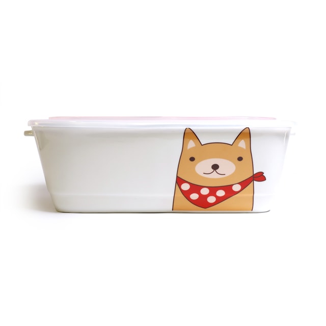 Microwavable Ceramic Bento Box with Seal Rectangular Shape with Dividers, Brown