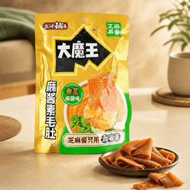 盐津铺子 大魔王 香菜麻酱味素毛肚 魔芋爽  488g【六必居芝麻酱】