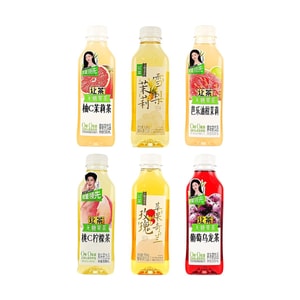 让茶 柚C茉莉茶+桃C柠檬茶+芭乐油柑茉莉茶+葡萄乌龙茶+茉莉雪梨茶+玫瑰苹果奇兰茶 无糖果茶 500ml*6【6种口味组合装】【0糖0脂0卡】