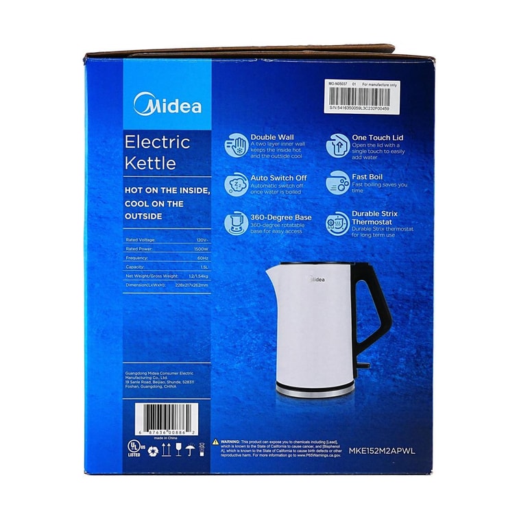 MIDEA美的 电热水壶 烧水壶煮茶烧开水 1.5L 3