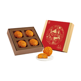 White Lotus Seed Paste Mooncakes with Two Yolks ,4 Pcs 26.1oz【Mid-Autumn Festival Gift Box】