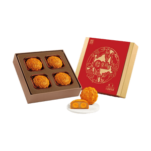 White Lotus Seed Paste Mooncakes with Two Yolks ,4 Pcs 26.1oz【Mid-Autumn Festival Gift Box】