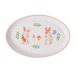 【中国直邮】PEAULEY 精美兔子11寸陶瓷椭圆型碟子 1 份