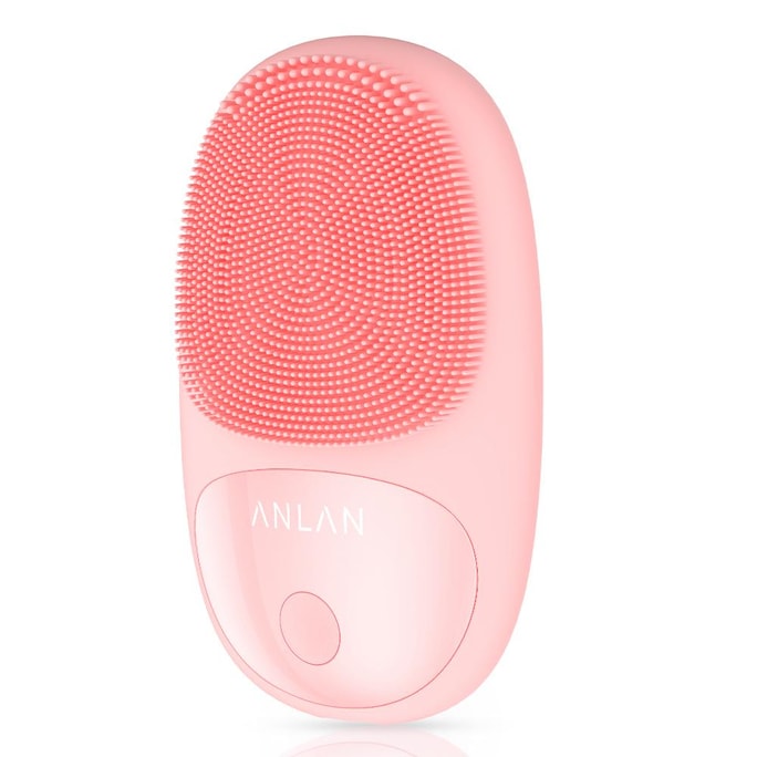 Silicone Facial Cleansing Brush Electric Facial Cleanser Portable and Waterproof Peach Pink 1 unit