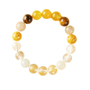 【中国直邮】 普陀山 五行手串女款补缺玛瑙手链 补缺金土白黄财神款12mm