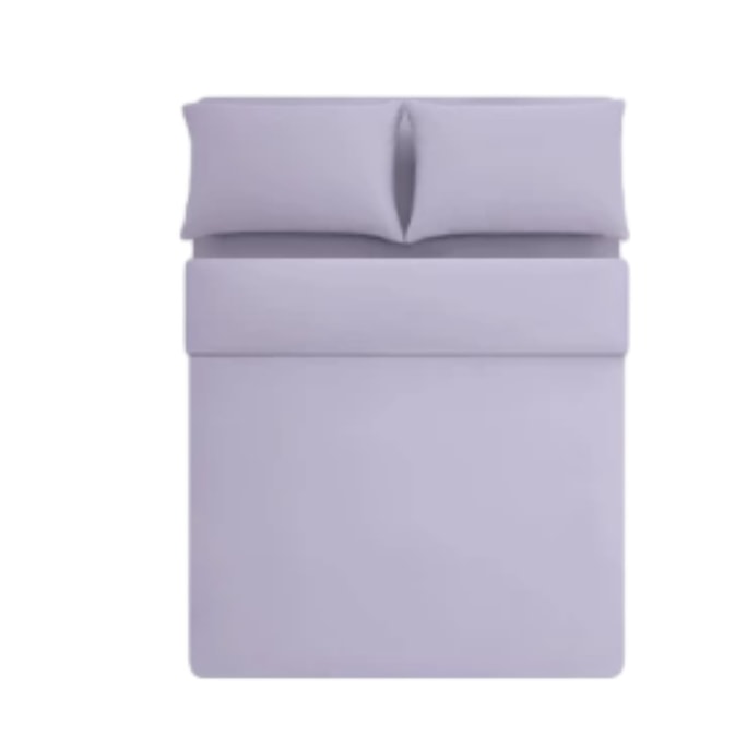 [홍콩 직배송] 아투어 솔리드 컬러 100% 면 4피스 침구 세트 (시트 포함), 연보라색, 180cm*200cm, 흡습 및 통기성 우수, 답답하거나 땀이 차지 않음