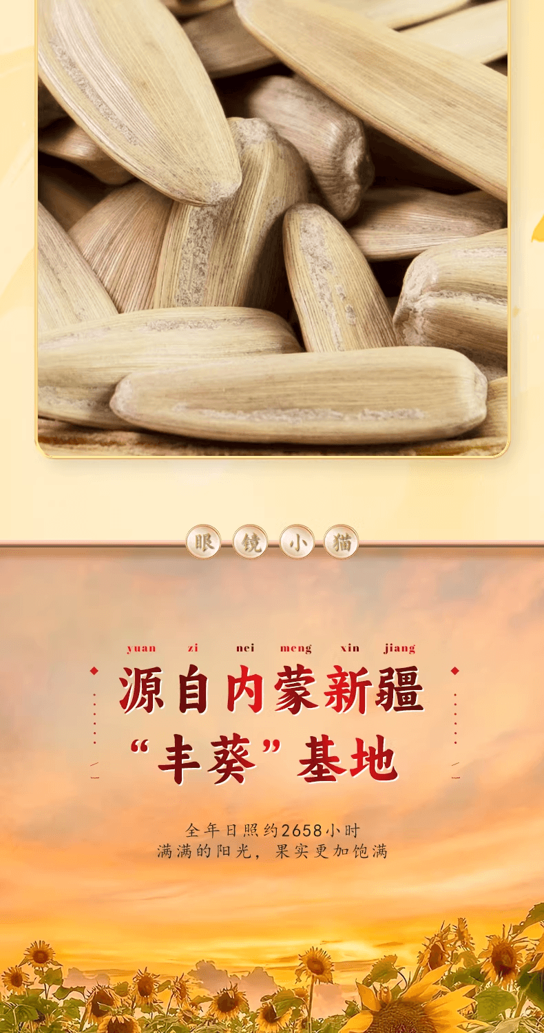 【中国直邮】 眼镜小猫 休闲零食品瓜子特产葵花籽【五香瓜子】150g/袋