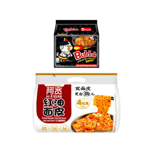 【Recette Délicieuse】Nouilles SAMYANG Buldak Poulet Épicé, 24,7 oz + Nouilles Larges Kuan Saveur Aigre & Piquante 16,22 oz