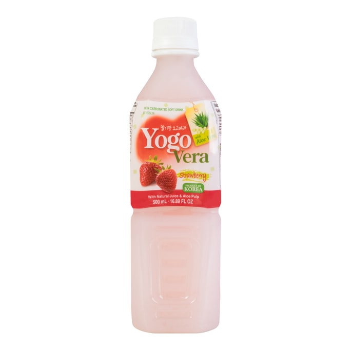 韩国Yogo Vera 天然芦荟草莓汁 果肉添加 500ml