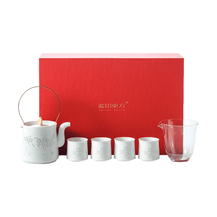 Jingdezhen Linglong Ceramic Tea Set 1 Teapot 1 Fair Cup 4 Cups, 1 Set 8