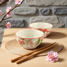 Golden Lion  Japanese style 4.5-inch lotus bowl/pomegranate flower/pink/12 * 12 * 6.1CM/350ML/2 pcs