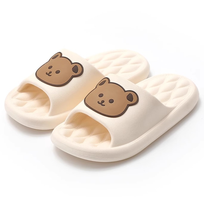 [중국 직송] 슈이웨 킨후아이 여성용 부드럽고 탄력 있는 편안한 슬리퍼 여름용 흰색 1켤레 사이즈 40-41 귀여운 야외용 기숙사 미끄럼 방지 홈 슬리퍼