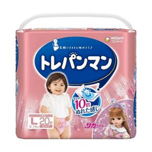 【日本直送】ユニ・チャームおむつ（20枚入り、Lサイズ、ピンク） - 吸湿性10倍、漏れ防止