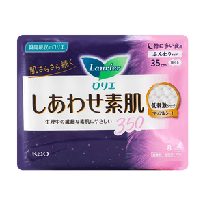 日本KAO花王 LAURIER樂而雅 F超柔軟系列 超長量多棉柔衛生棉 溫和無刺激 夜用350mm 8片入