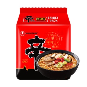Premium Shin Original Ramyun Noodle Soup -Korean Style Gourmet Spicy Flavor Ramen Instant Noodles, 4 Packs 16.9oz